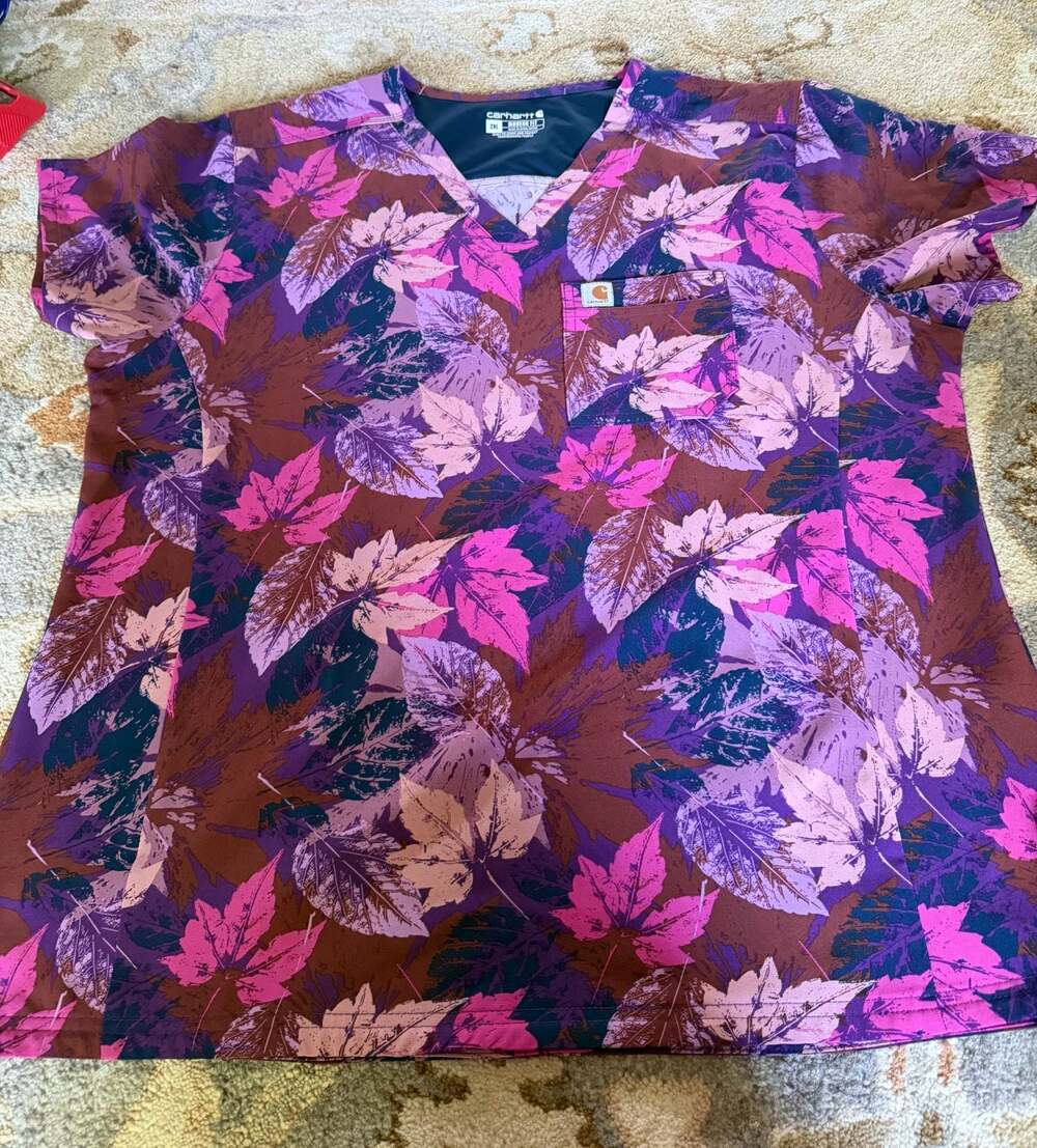 Carhartt Women's 2XL Modern Fit Leaf Print Scrub Top C13014